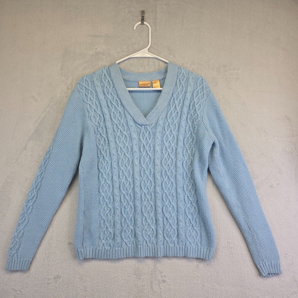 North Crest Fisherman Sweater Women M Cable Knit Coastal Cottage Preppy Academia